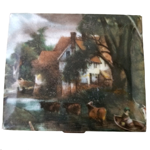 Vintage Schildkraut Cloisoinne Goldtone Compact with Mirror - Picture 3 of 12